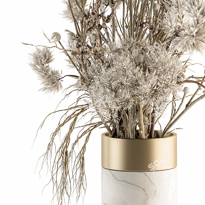 Zen Oasis: Dried Plants in Stone 3D model image 5