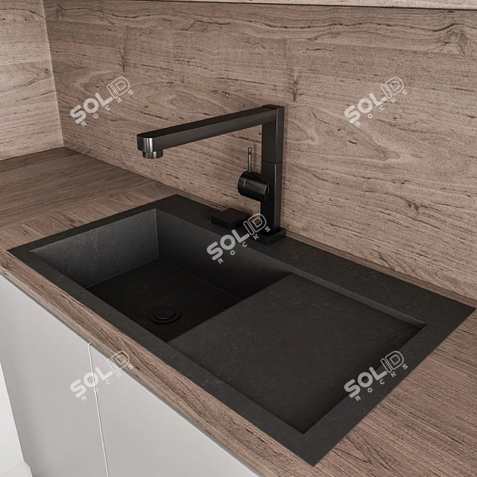 Modern Wood and Gray Kitchen 48 3D model image 3