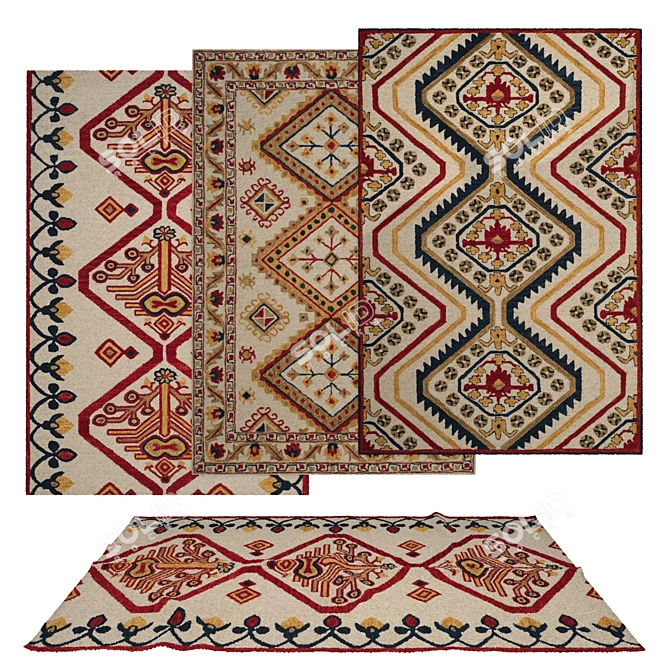 Versatile Set of 6 Rugs 3D model image 1