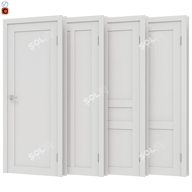 Classical Door Set - 4 Pieces 3D model image 1