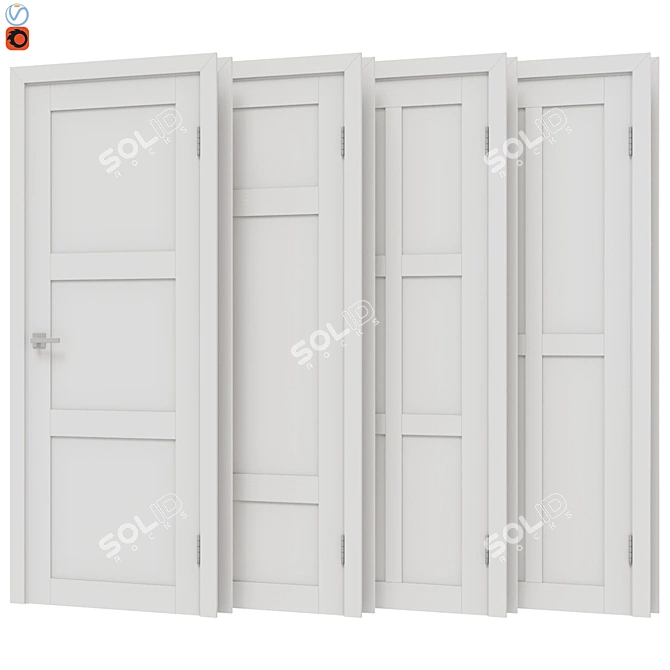 Elegant Door Set - 4-Piece 3D model image 1