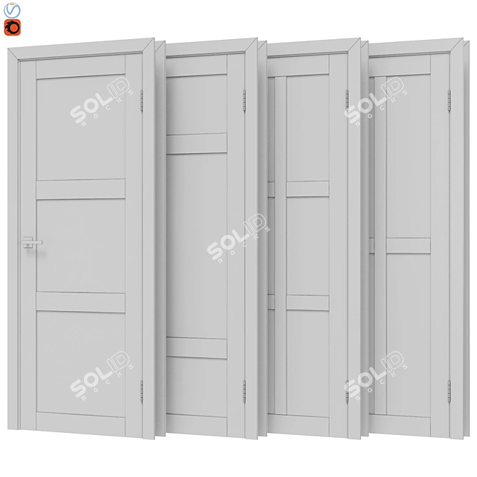 Elegant Door Set - 4-Piece 3D model image 2