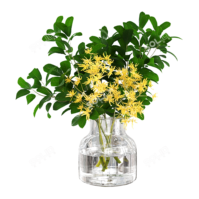 Vibrant Forsythia Bouquet: Beautiful, Lifelike Floral Decor 3D model image 1