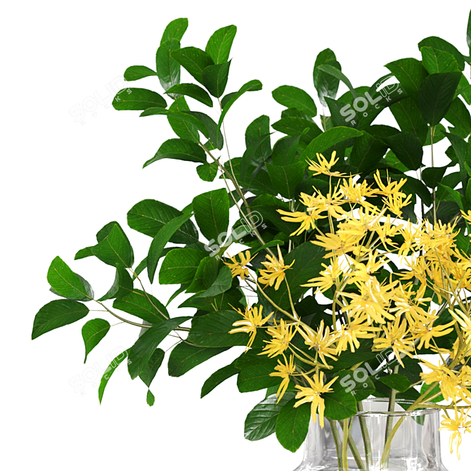 Vibrant Forsythia Bouquet: Beautiful, Lifelike Floral Decor 3D model image 4