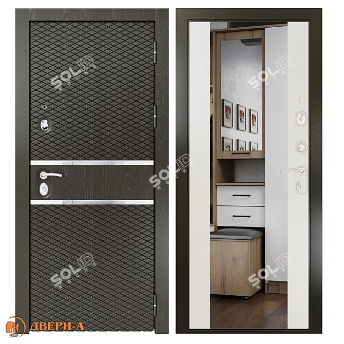 PBR-Optimized Plaza Metal Door 3D model image 1