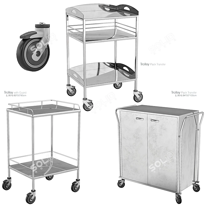 Versatile Hospital Trolley 3D model image 3