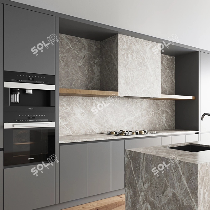 Ultra-Modern Kitchen Set 3D model image 2