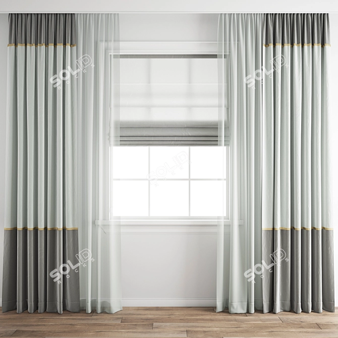 Elegant Curtain Collection 3D model image 1