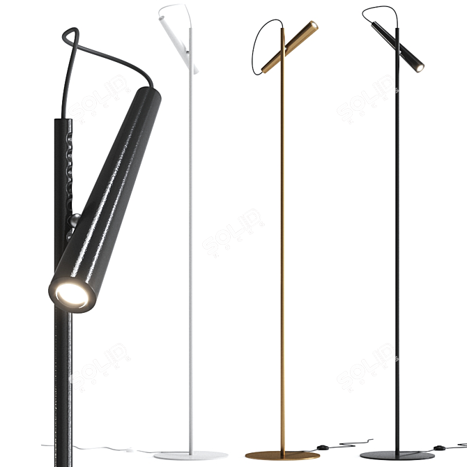 Sleek Black Magneto Floor Lamp 3D model image 1