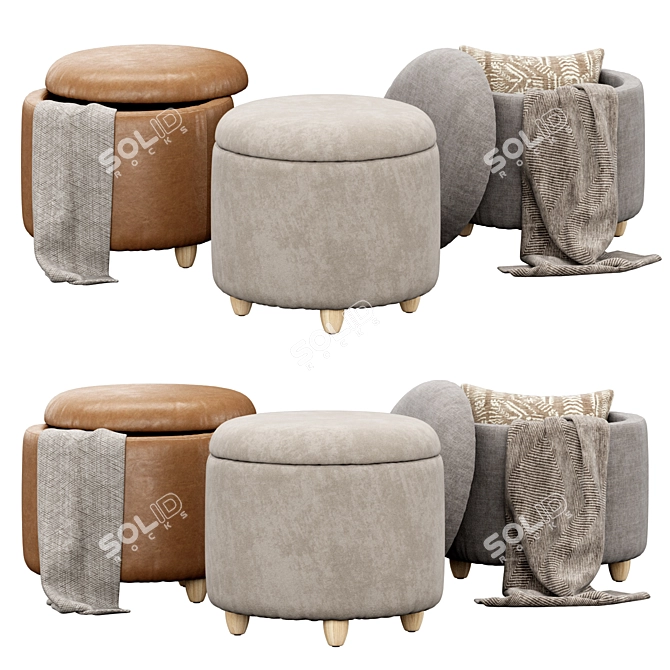 Louise Ottoman Set: Stylish Storage Solution 3D model image 1