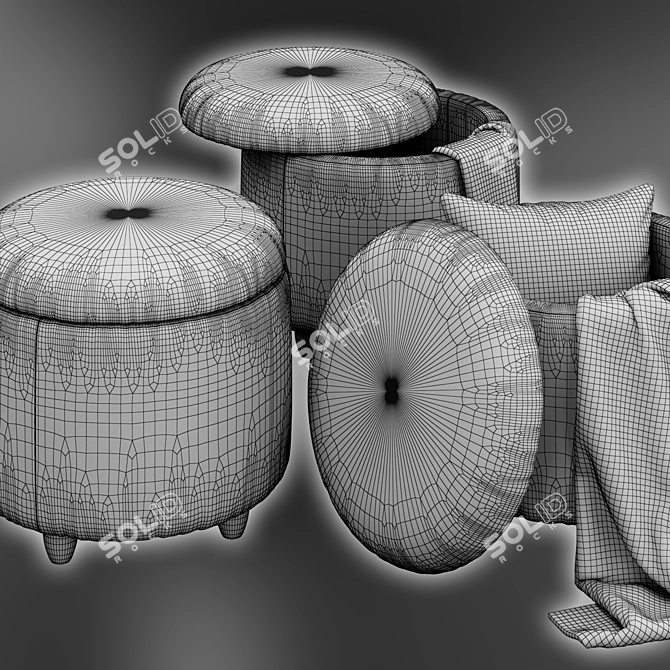 Louise Ottoman Set: Stylish Storage Solution 3D model image 6