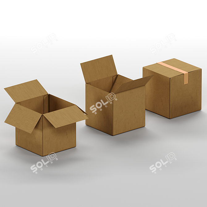Cardboard Boxes Set, Low Poly 3D model image 3