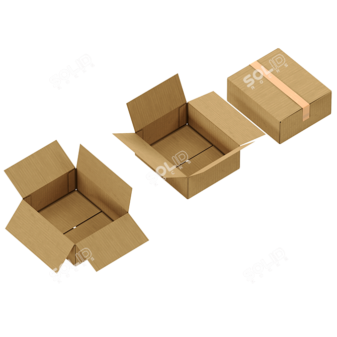 Cardboard Boxes Set, Low Poly 3D model image 7