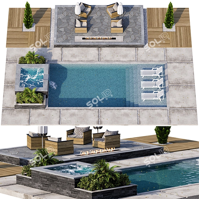 Ultimate Pool Retreat 3D model image 1