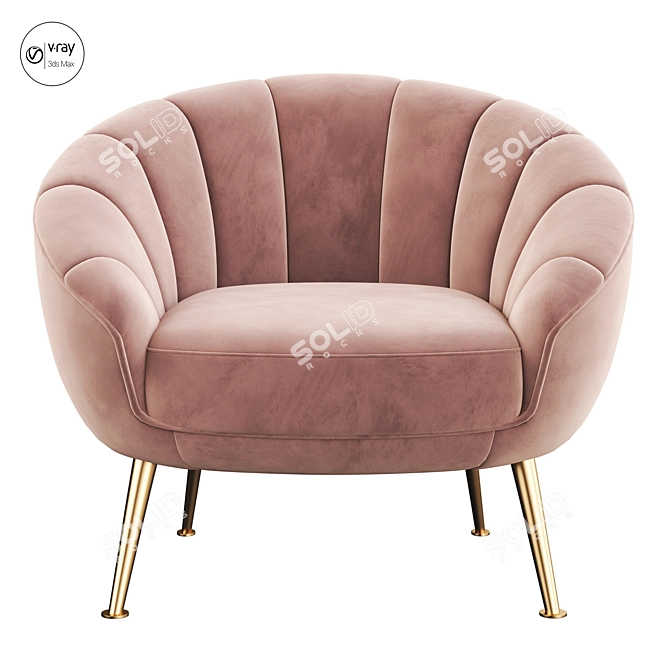 Blush Velvet Primrose Accent Armchair 3D model image 2