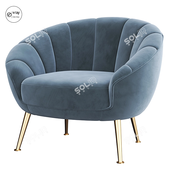 Blush Velvet Primrose Accent Armchair 3D model image 3