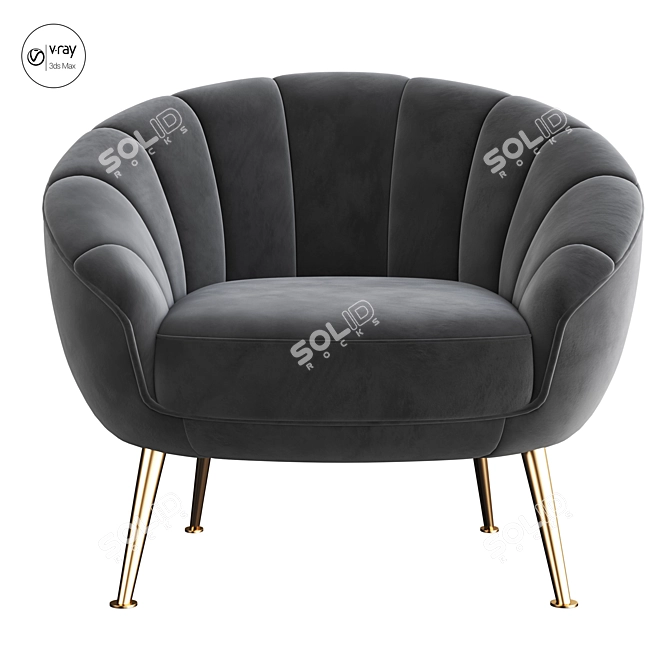 Blush Velvet Primrose Accent Armchair 3D model image 4