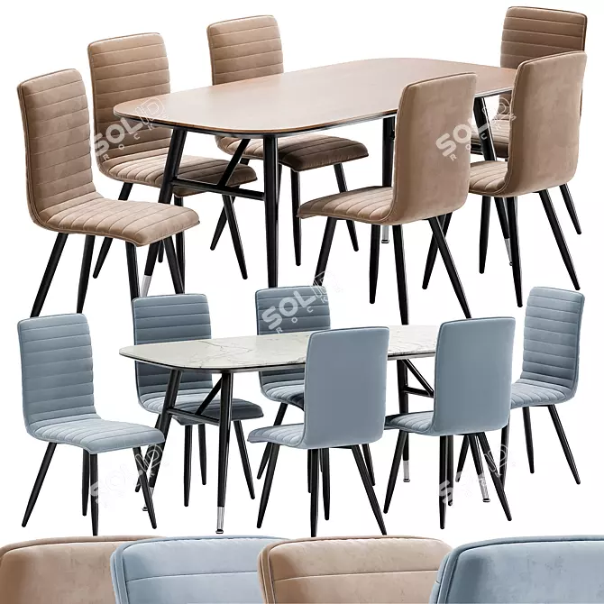 Modern Mako Dining Chair and Catania Table 3D model image 1