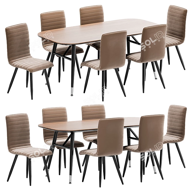 Modern Mako Dining Chair and Catania Table 3D model image 2