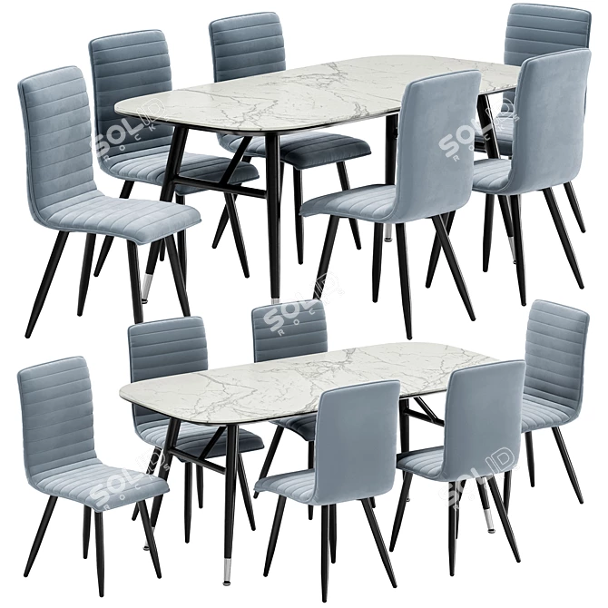 Modern Mako Dining Chair and Catania Table 3D model image 3