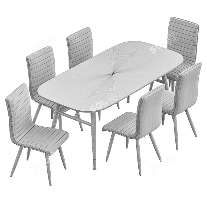 Modern Mako Dining Chair and Catania Table 3D model image 6