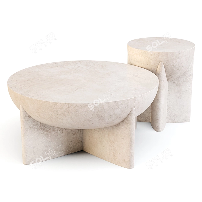 West Elm Monti Lava Stone Tables 3D model image 1