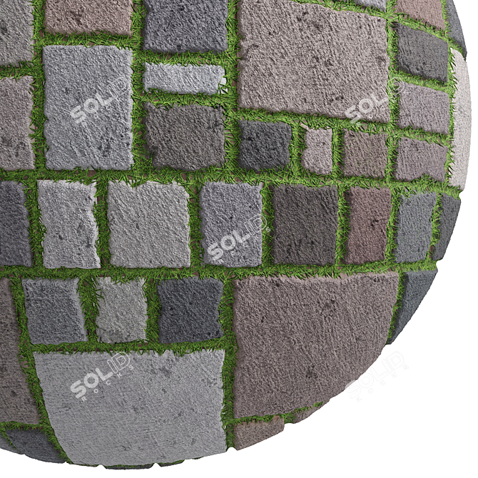 Grass Stone Materials: 3 Color PBR, Sbsar, 4k 3D model image 3