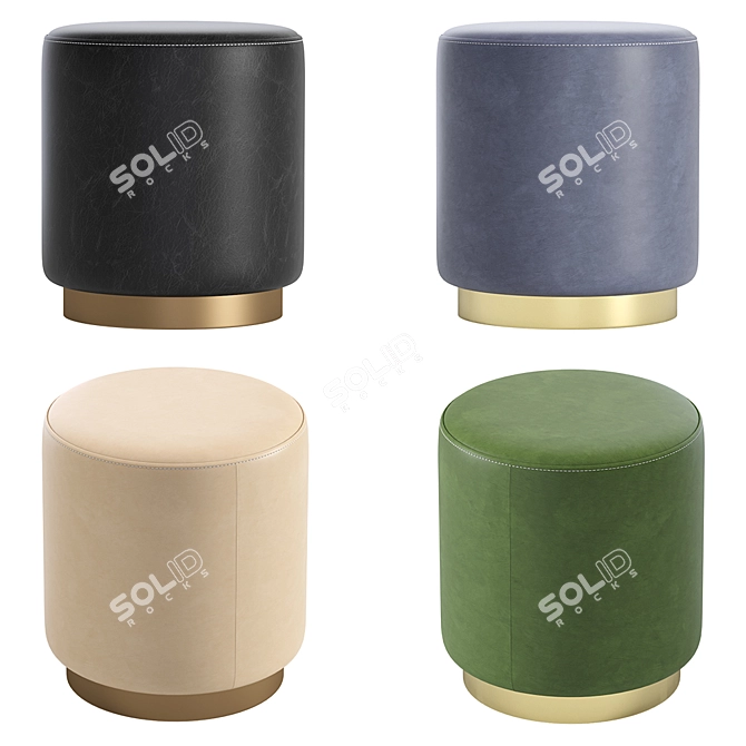 Luxury Dior Leather Poof 3D model image 2