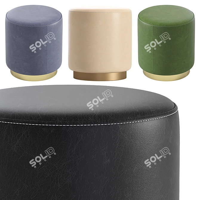 Luxury Dior Leather Poof 3D model image 4