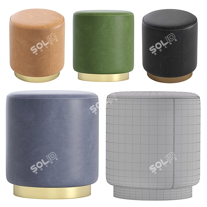 Luxury Dior Leather Poof 3D model image 7