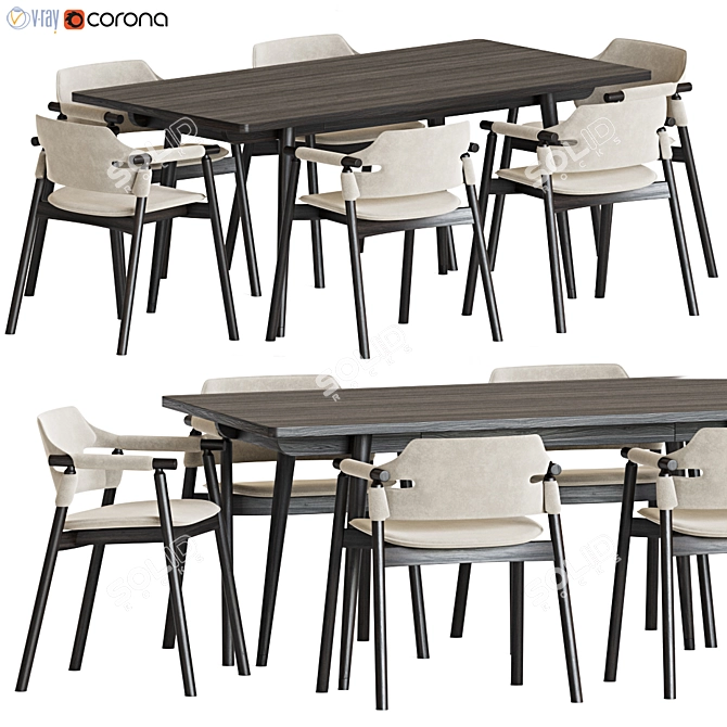 Modern Dining Set 119: Sleek Design, Multiple Formats 3D model image 1