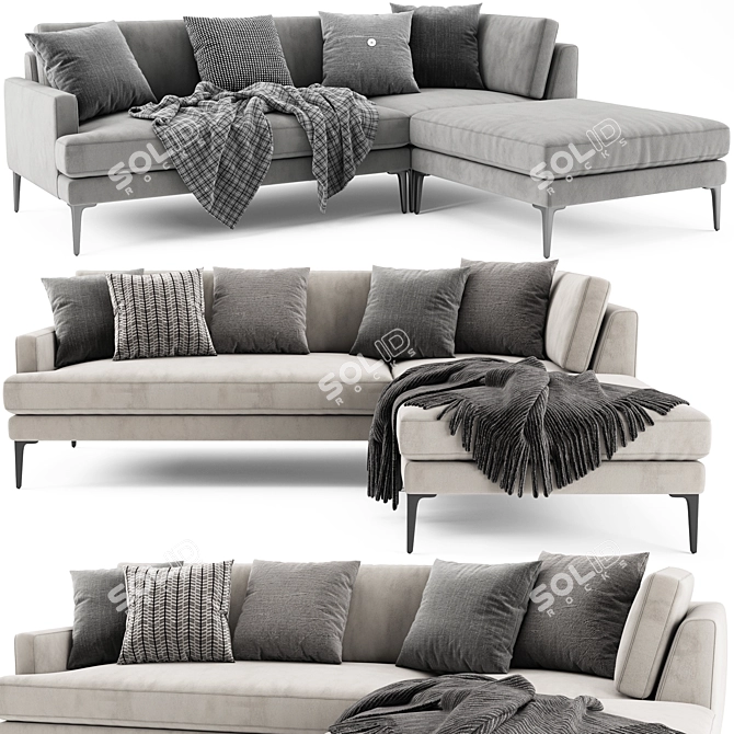 Andes Sofa by West Elm: Modern Comfort in Minimal Design 3D model image 1