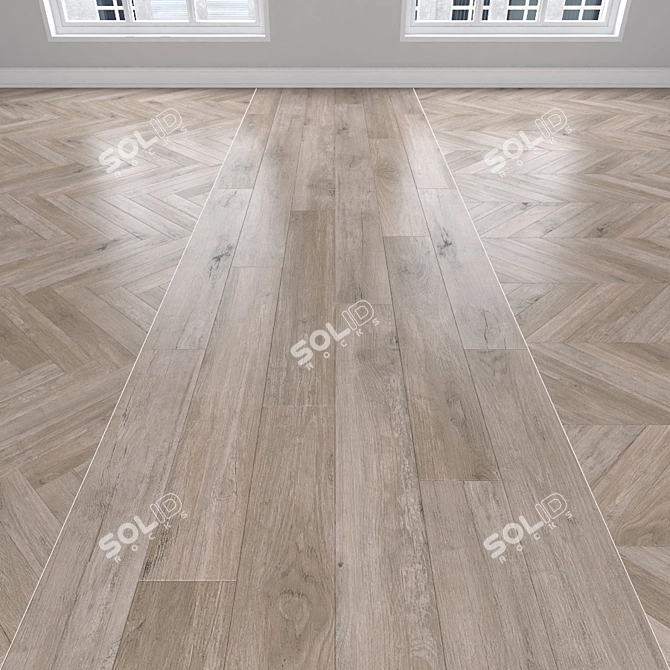 Oak Parquet Flooring: Herringbone, Linear, Chevron 3D model image 1