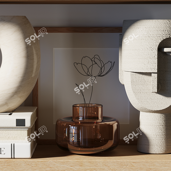 Modern Decorative Shelf Set - Elegant Home Accent 3D model image 3