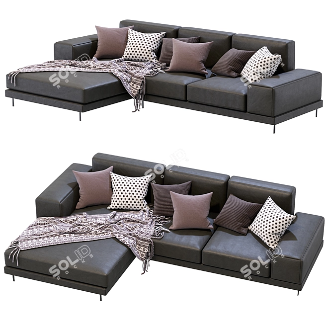 Modern Italian Leather Chaise Lounge 3D model image 2