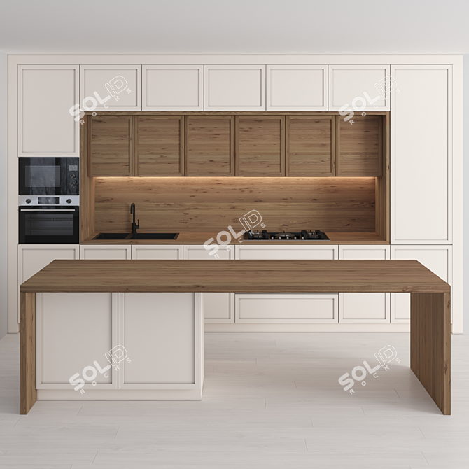 Modern Island Kitchen Set 3D model image 1