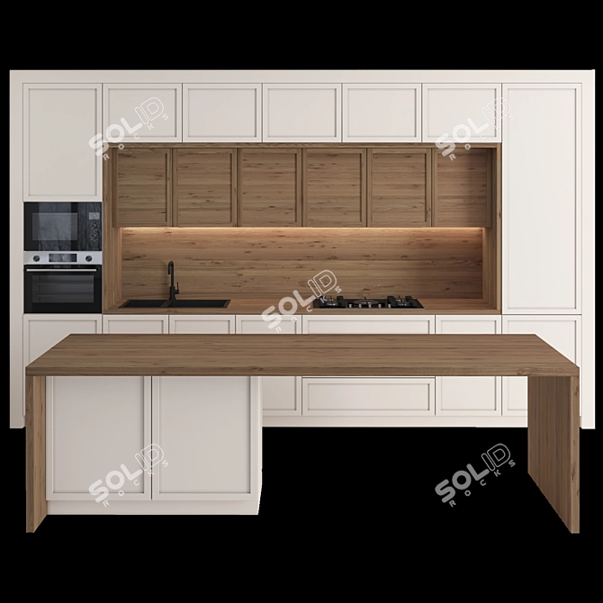 Modern Island Kitchen Set 3D model image 6