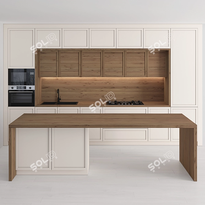 Modern Island Kitchen Set 3D model image 7