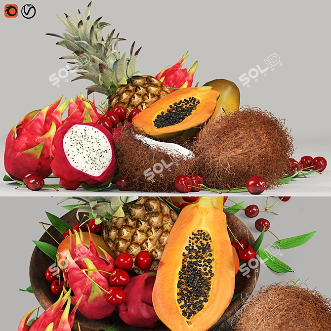 Tropical Fruit Cocktail Print 3D model image 9