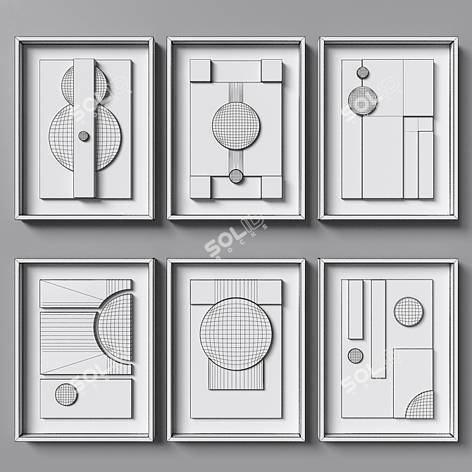 Elegant Giobagnara Tabou Wall Sculpture Set 3D model image 5