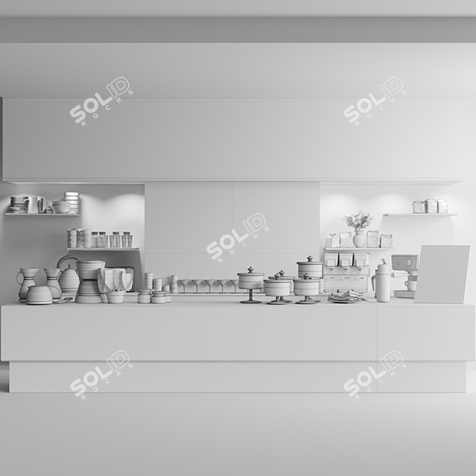 Minimalist Marble Cafe 3D model image 2