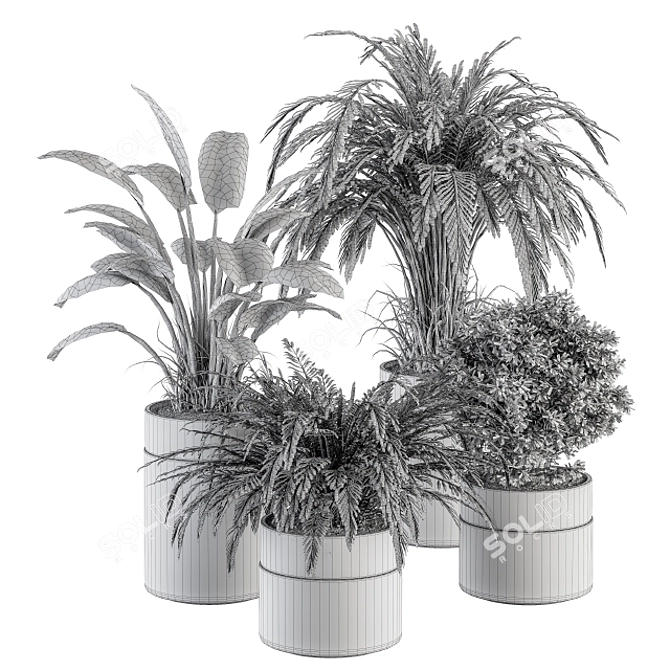 Green Oasis: Indoor Plant Set in Pot 3D model image 5