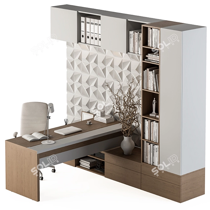 T-Type Manager Desk Set 3D model image 1