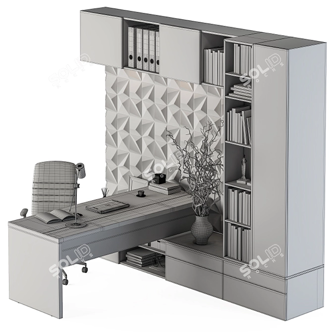 T-Type Manager Desk Set 3D model image 6