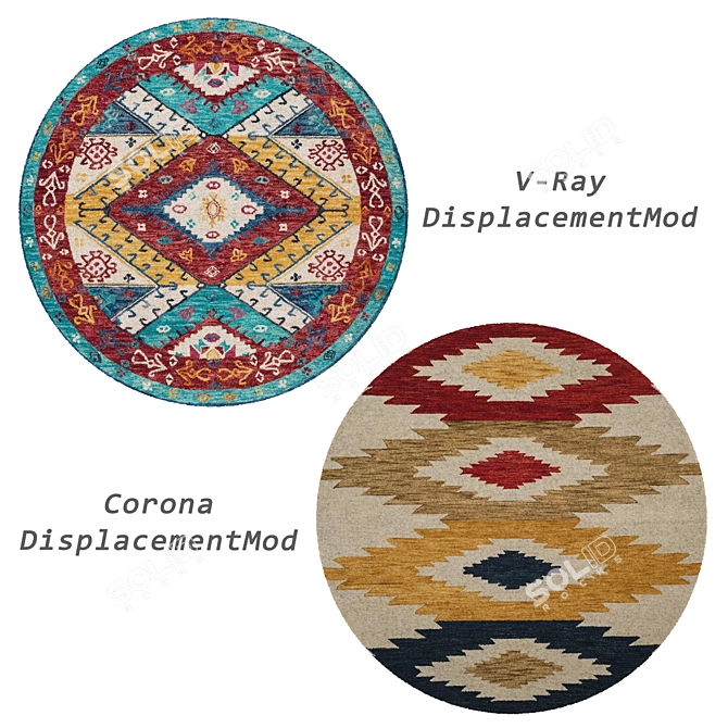 Round Rugs Collection: Set of 6 Unique Designs 3D model image 2