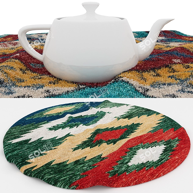 Round Rugs Collection: Set of 6 Unique Designs 3D model image 3