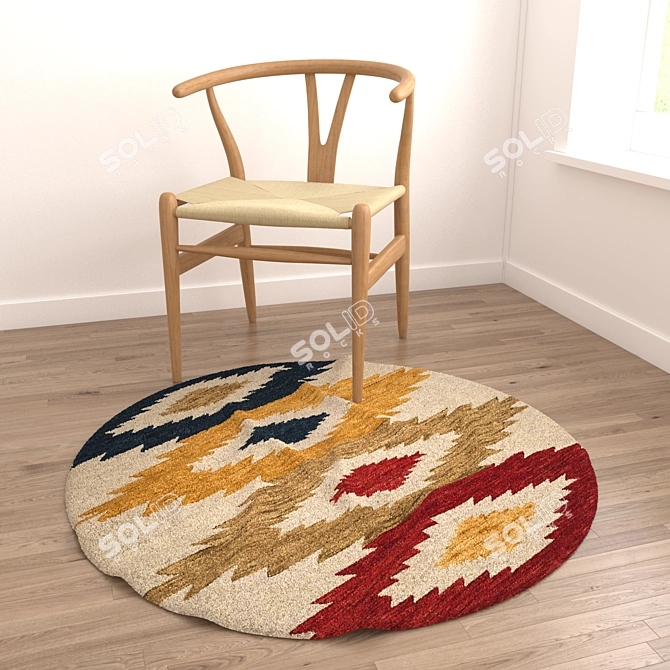 Round Rugs Collection: Set of 6 Unique Designs 3D model image 5