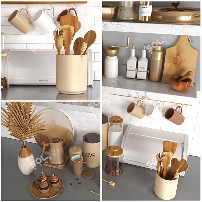 Modern Kitchen Decor Set 3D model image 2