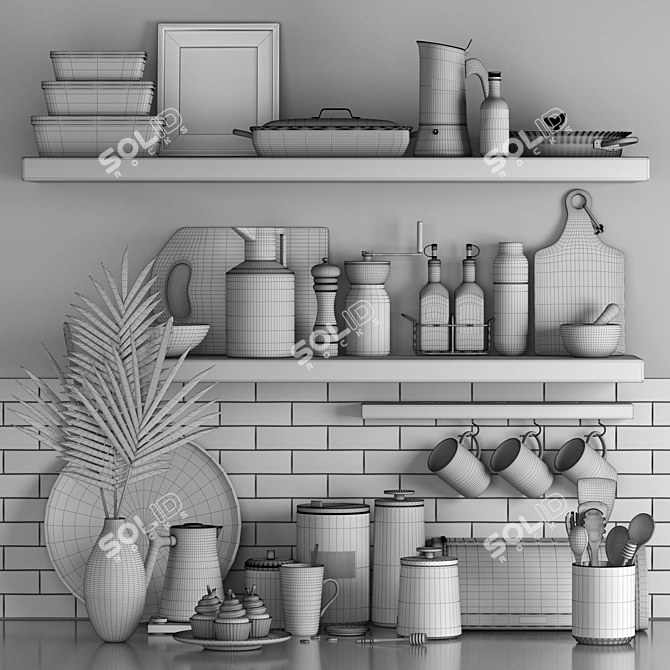 Modern Kitchen Decor Set 3D model image 7
