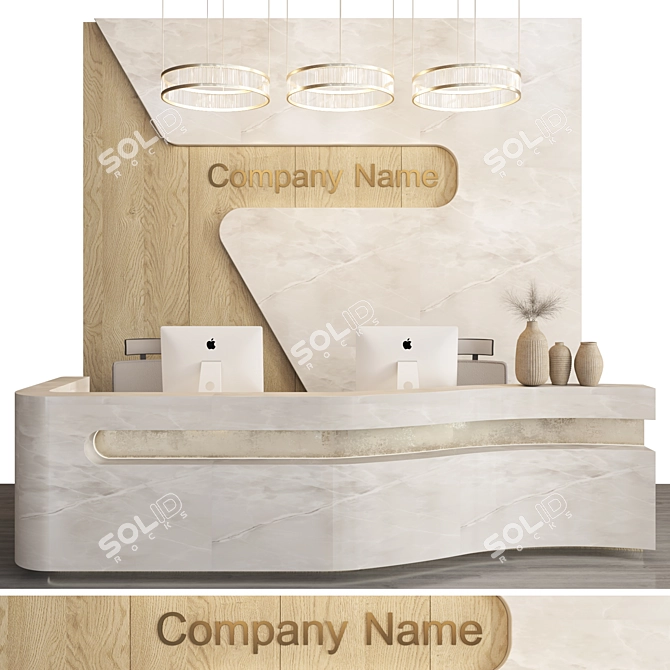 Sleek Reception Desk: Corona & Vray Compatible 3D model image 1